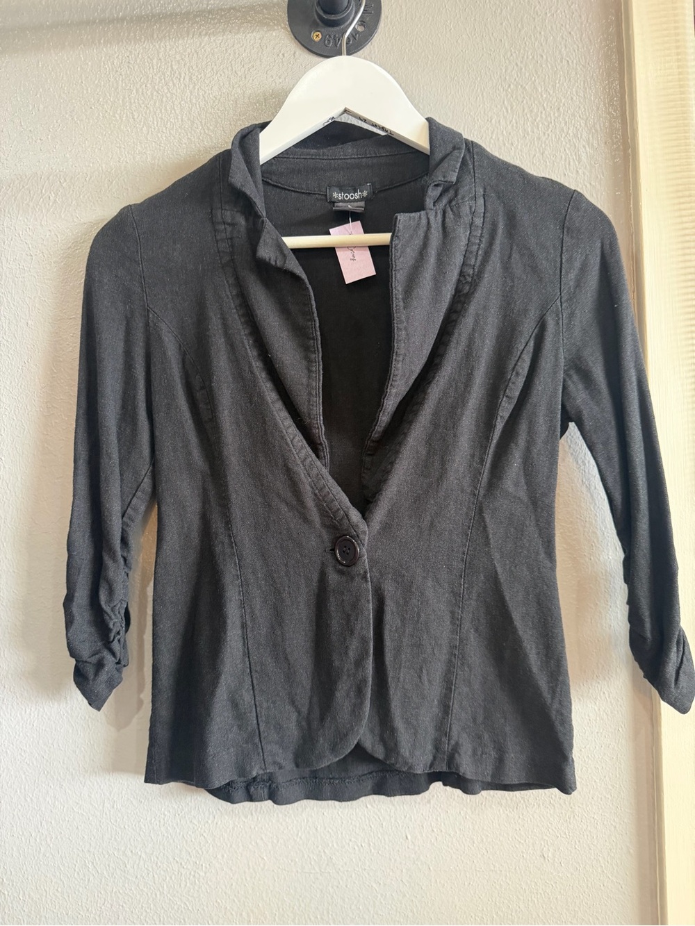 Stoosh Black Single-Button Slim Knit Blazer